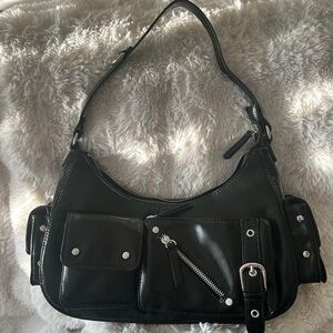 Bershka Faux Leather Multi Pocket Shoulder Bag